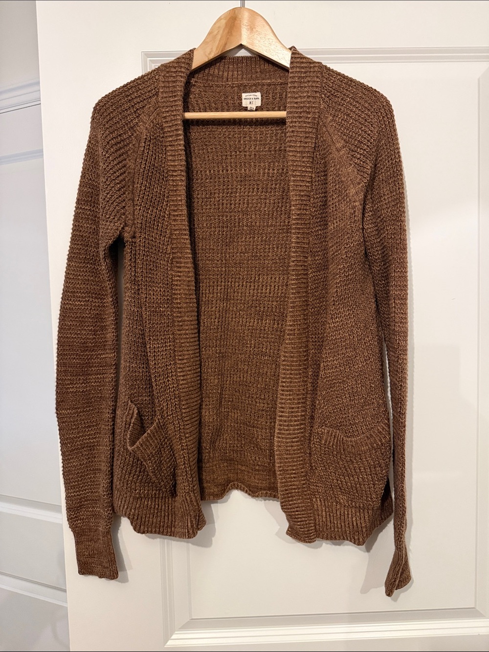 Bridge & Burn Open Knit Open Front Linen Blend Long Line Cardigan Small S